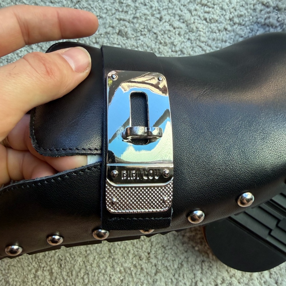 Bibi Lou Anthropologie Leather Studded Slip-On Loafer Mules NIB - Picture 11 of 14